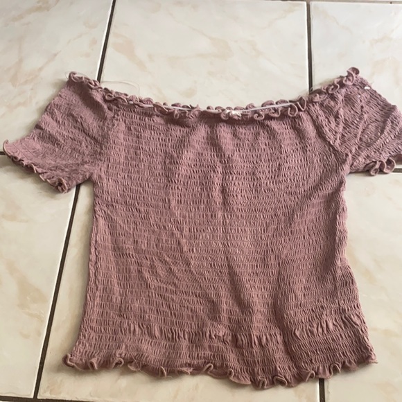 Tops - Mauve off the shoulder blouse